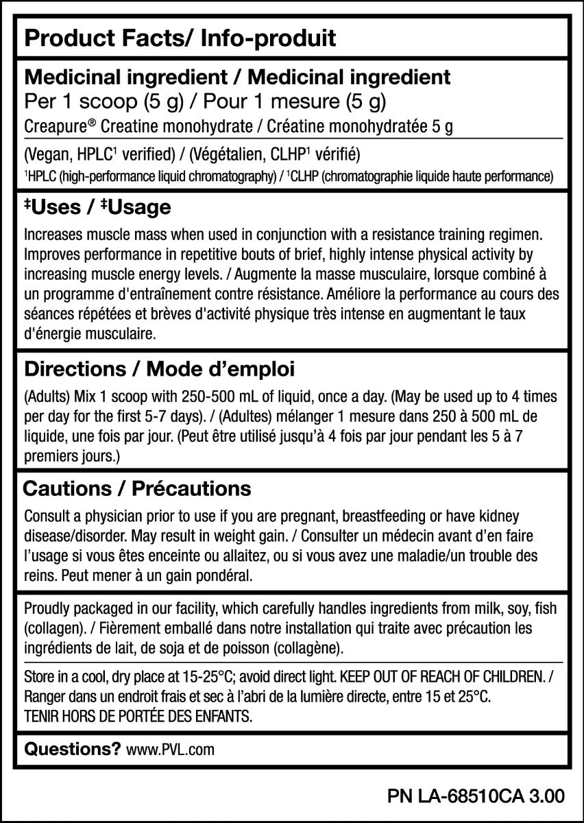 PVL Gold Series Creapure Creatine Unflavoured 240 gm