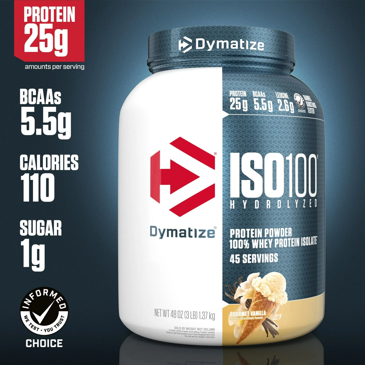 Dymatize ISO100 Hydrolyzed Whey Isolate Protein Powder 3 Lbs ( 1.4 kg )
