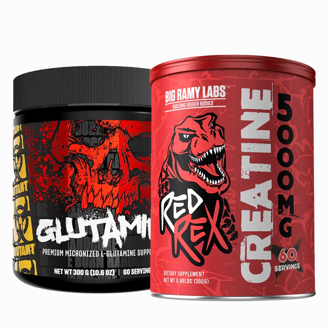 Mutant Glutamine - Premium Micronized L-Glutamine | 60 Servings & RedRex Creatine 5000mg Unflavoured | 60 Servings