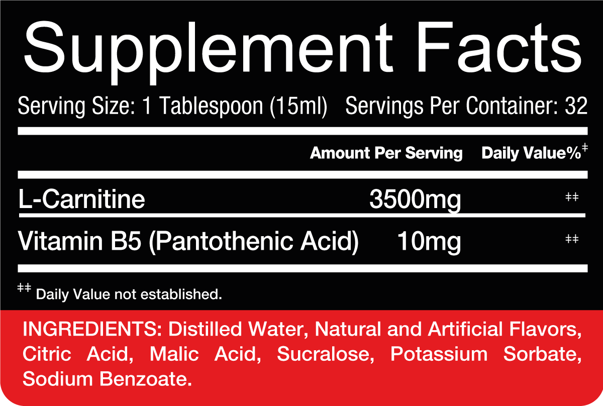 RedRex Liquid Carnitine 3500mg - Liquid Shots 32 Servings
