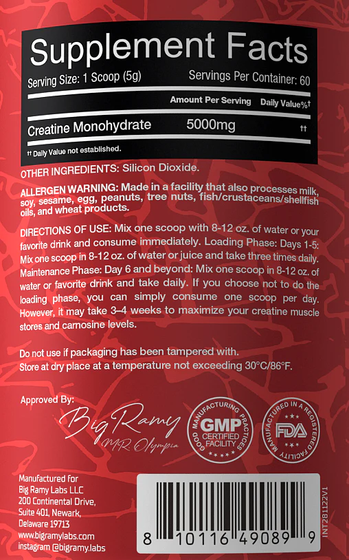 RedRex Creatine 5000mg Unflavoured 60 Servings