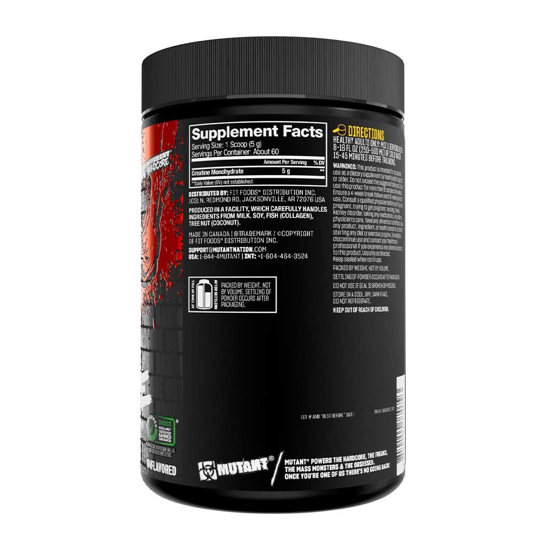 Mutant Creatine - Creatine Monohydrate Micronized Powder - 60 Servings- 300 g