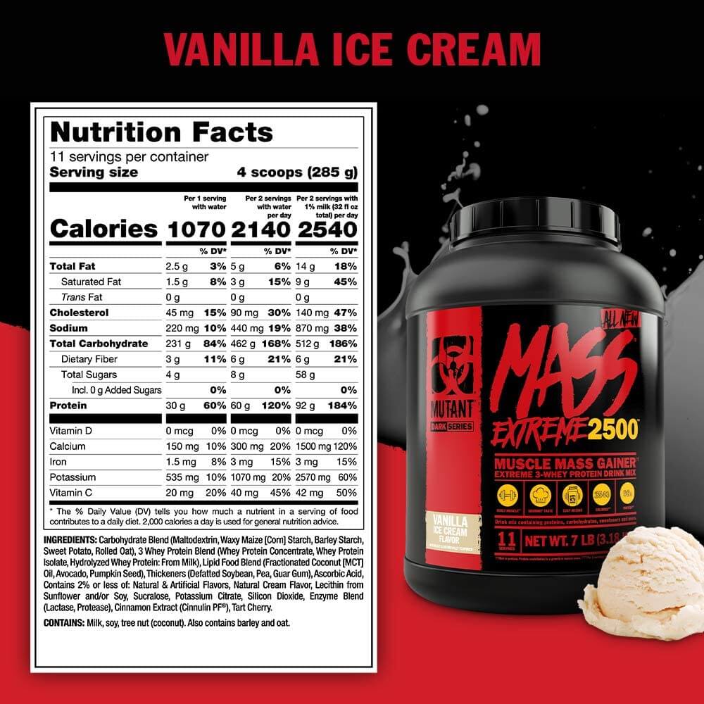 Mutant Mass Extreme 2500 - Muscle Mass Gainer 6 LBS (2.72 KG)