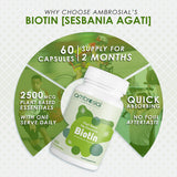 أمبروزيال - مكمل البيوتين لنمو الشعر 2500 ميكروغرام