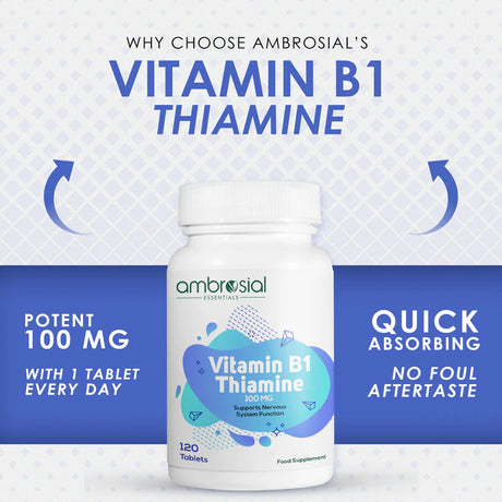 Ambrosial Vitamin B1 Thiamine 100mg