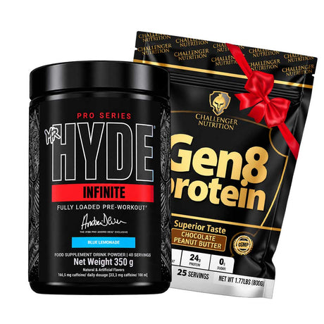 ProSupps Mr. HYDE Infinite Fully Dosed Pre-Workout 350gm | 40 Servings & Challenger Nutrition Gen 8 Protein 800gm 25 Servings