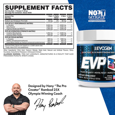 EVP-3D Non-Stim Pre-Workout | 40 Srevings
