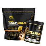 PVL Whey Gold – 100% Whey Protein Shake Mix 1.81 kg (4 lb) & Challenger Nutrition Creatine Powder | 60 Servings