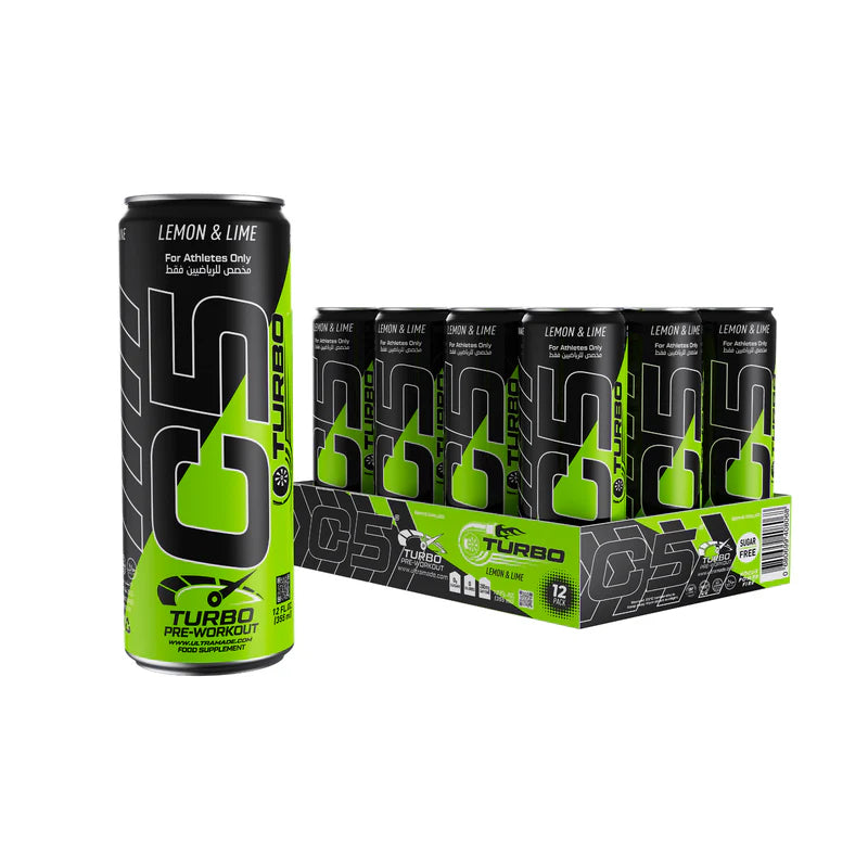 Ultramade C5 Turbo Pre-Workout Drink – 355 ml | 200 mg Caffeine - Lemon & Lime