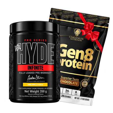 ProSupps Mr. HYDE Infinite Fully Dosed Pre-Workout 350gm | 40 Servings & Challenger Nutrition Gen 8 Protein 800gm 25 Servings
