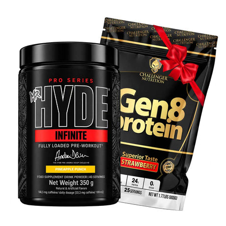 ProSupps Mr. HYDE Infinite Fully Dosed Pre-Workout 350gm | 40 Servings & Challenger Nutrition Gen 8 Protein 800gm 25 Servings