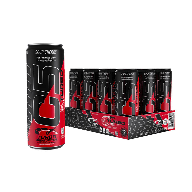 Ultramade C5 Turbo Pre-Workout Drink – 355 ml | 200 mg Caffeine - Sour Cherry