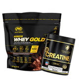 PVL Whey Gold – 100% Whey Protein Shake Mix 1.81 kg (4 lb) & Challenger Nutrition Creatine Powder | 60 Servings